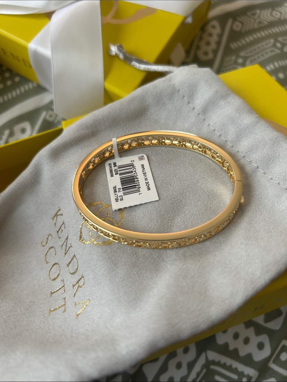 NIB Kendra Scott Gold Crystal-Trim Bangle Bracelet